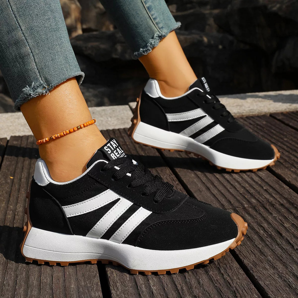 Round Toe Lace Up Sneakers  Shop One Place
