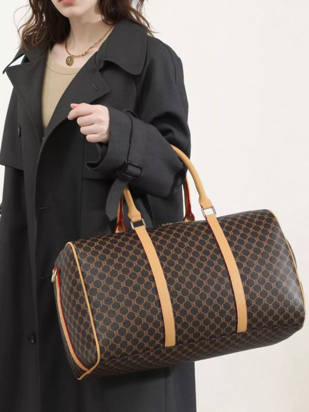 Patterned Vegan Leather Travel Duffle Bag – view 3