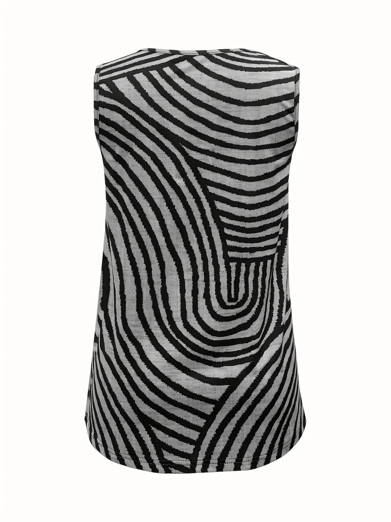 Sleeveless Zebra Print Button-Up Tank Top  Shop One Place