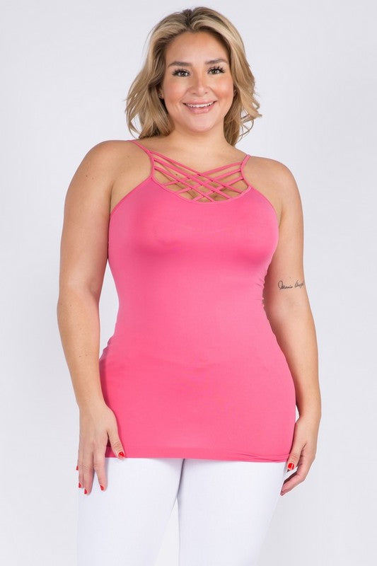 Womens Seamless Triple Criss-Cross Front Cami