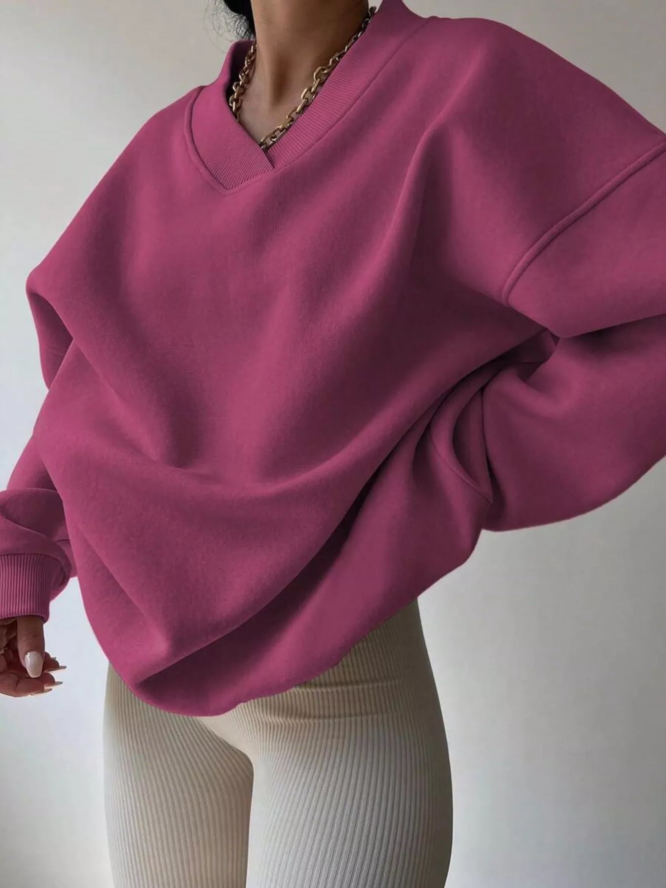 Dropped Shoulder Long Sleeve Oversized Sweatshirt  Shop One Place