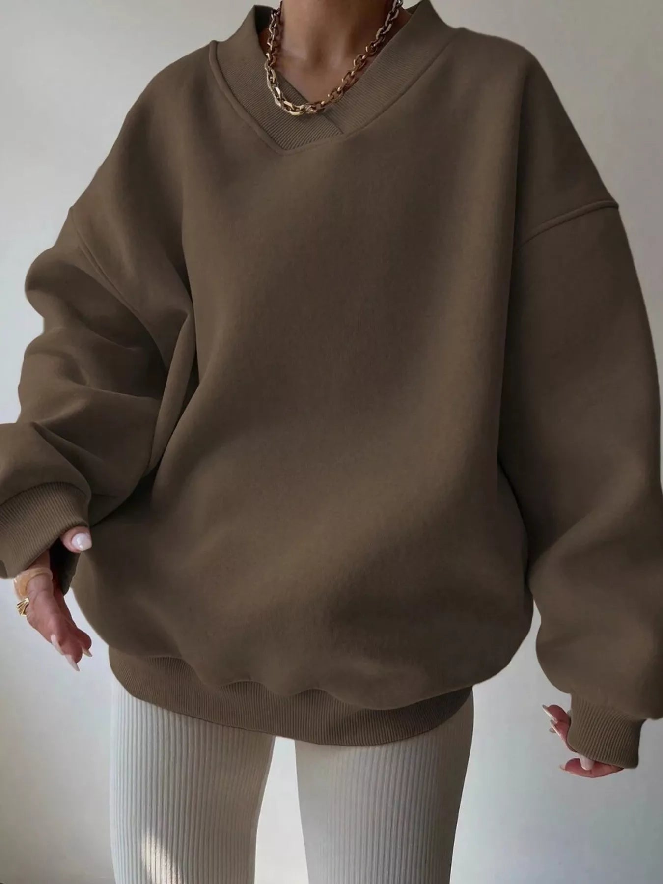 Dropped Shoulder Long Sleeve Oversized Sweatshirt  Shop One Place