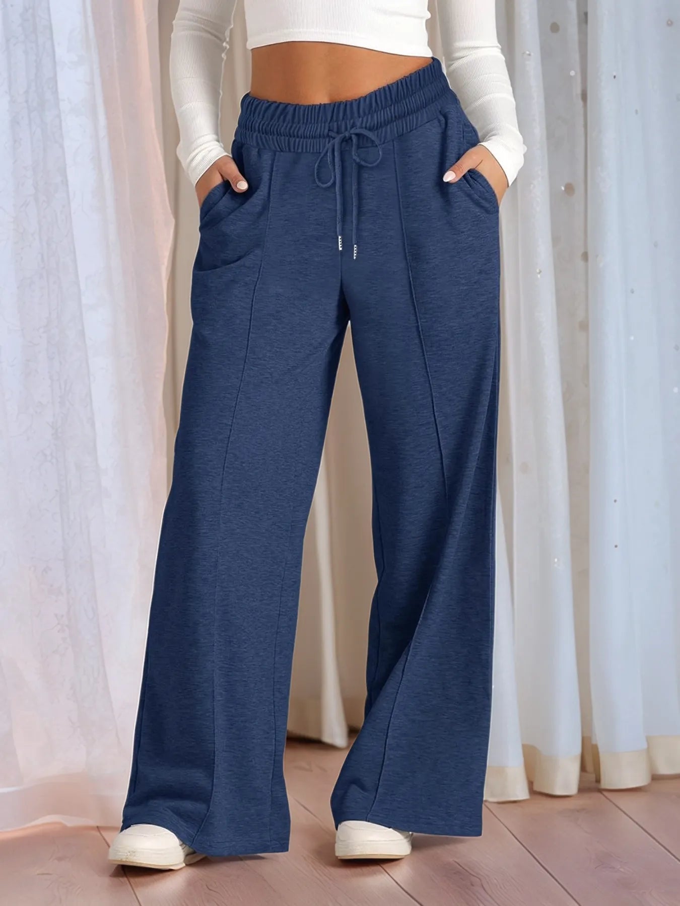 Full Size Drawstring Relaxed Fit Wide Leg Pants Plus Size  Shop One Place