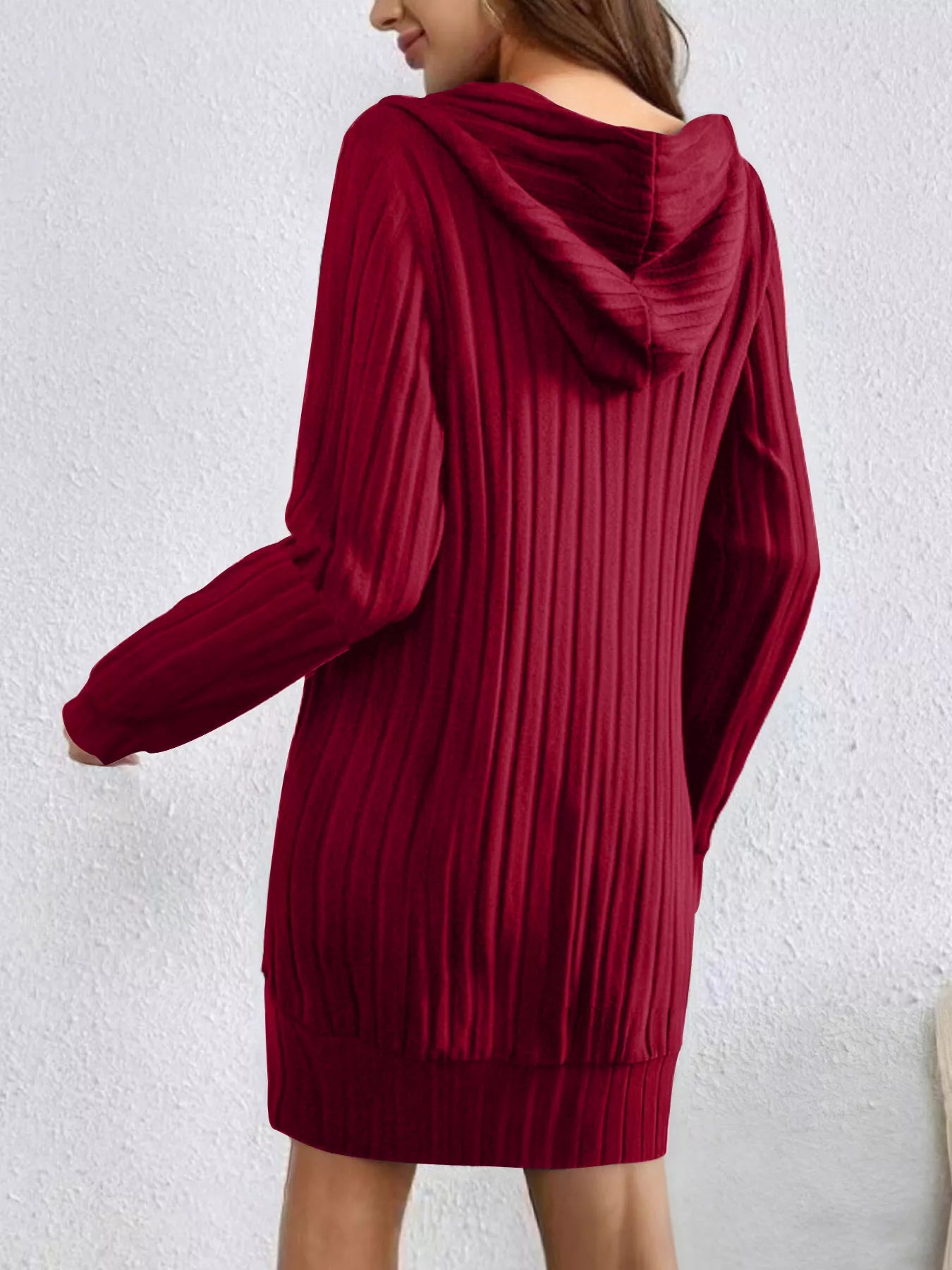 Ribbed Knit Hoodie Dress  Shop One Place