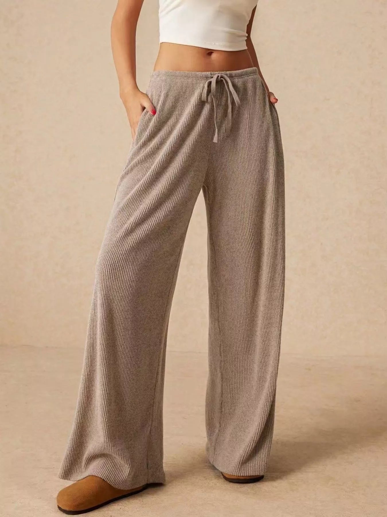 Drawstring Wide Leg Pants  Shop One Place