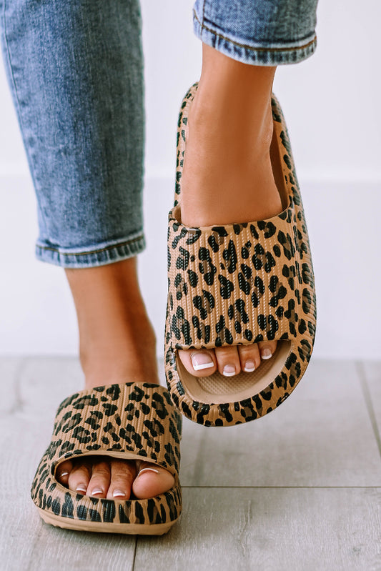 Leopard Cloud Slides Thick Flat Slides Shoes  Shop One Place