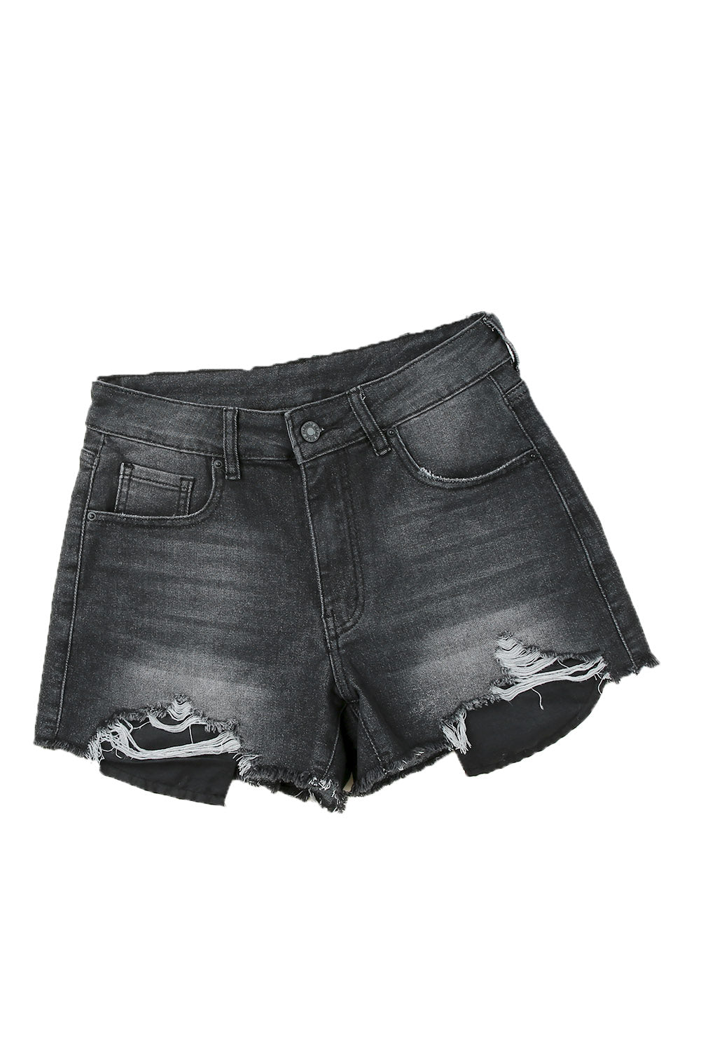 White Frayed Distressed Denim Shorts