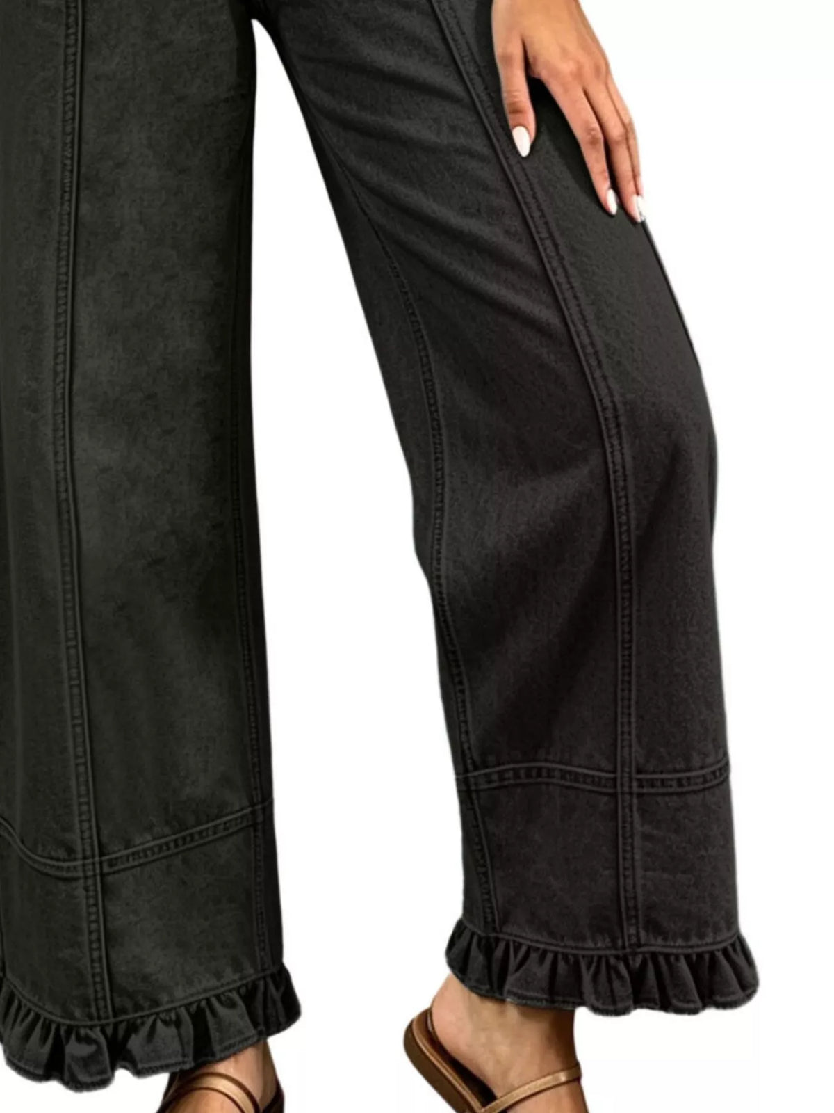 Full Size High-Waisted Wide-Leg Ruffled Hem Jeans Plus Size  Shop One Place