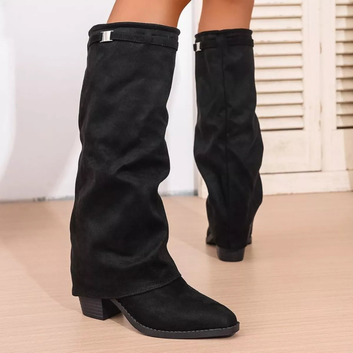 Point Toe Block Heels Boots  Shop One Place