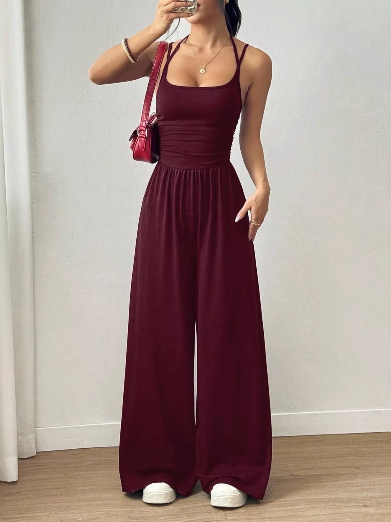 Spaghetti Strap Wide Leg Jumpsuit  Shop One Place