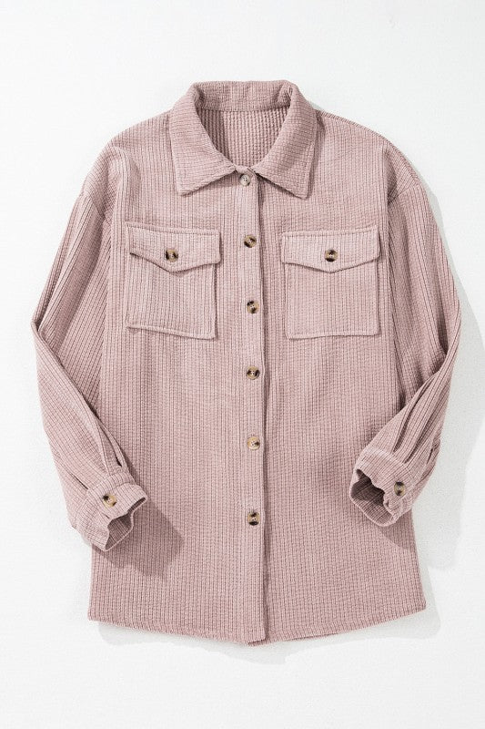 Solid Corduroy Button-Up Pocketed Shacket  Shop One Place