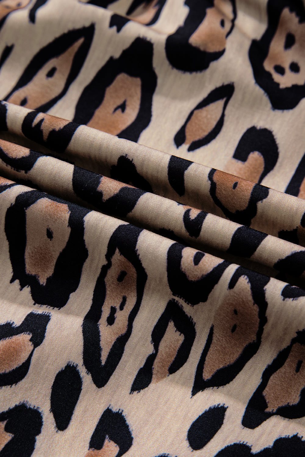 Light French Beige Leopard Print Balloon Sleeve Loose Blouse  Shop One Place