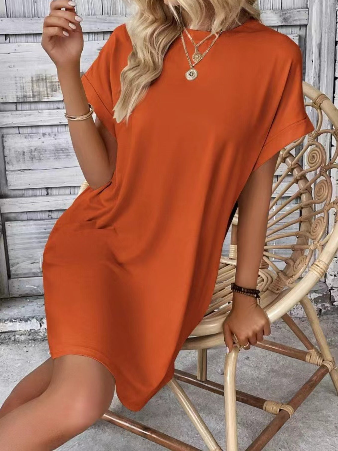 Short Sleeve Mini Tee Dress with Pockets  Shop One Place