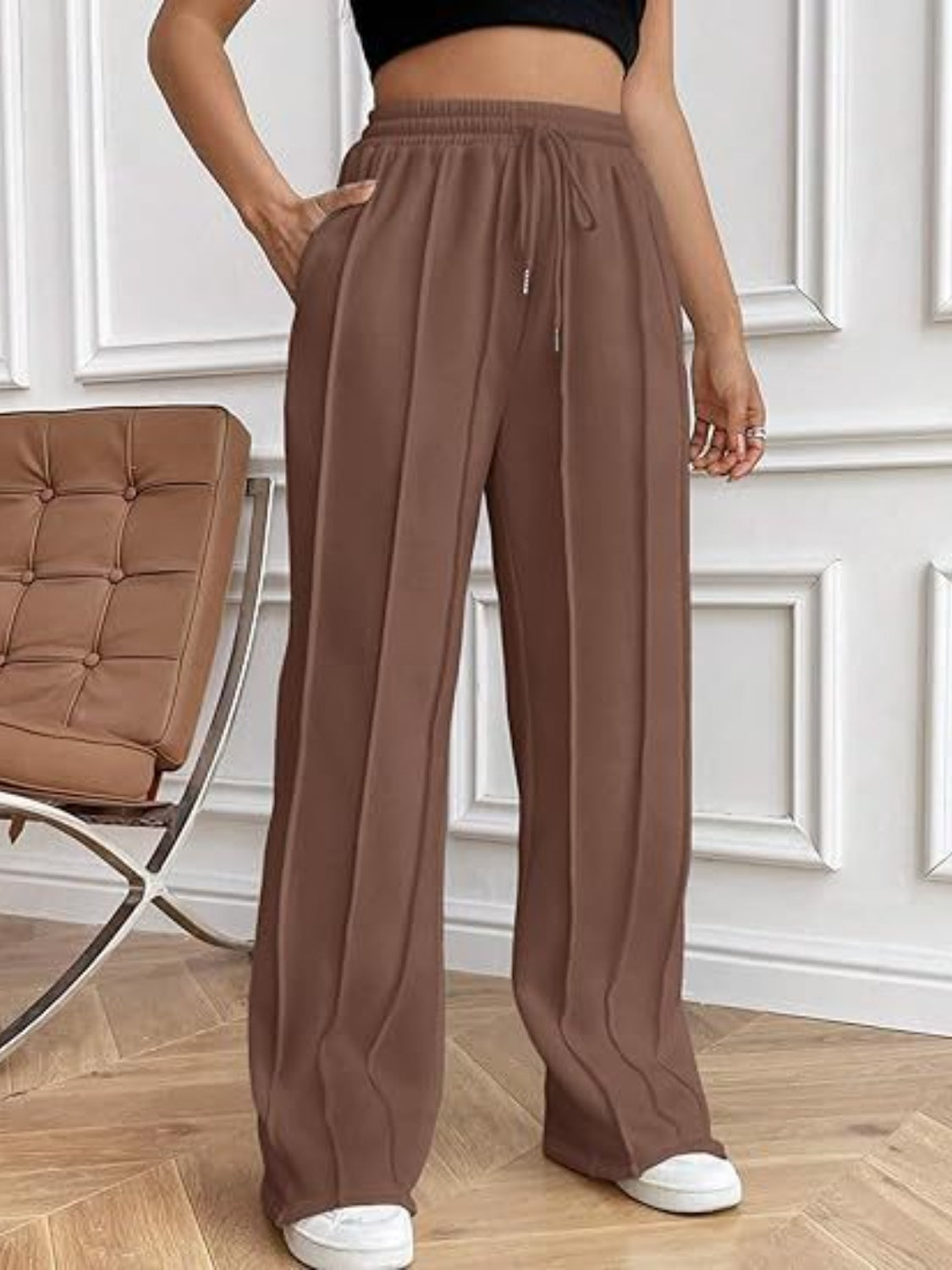 Drawstring Wide Leg Pants with Pockets  Shop One Place