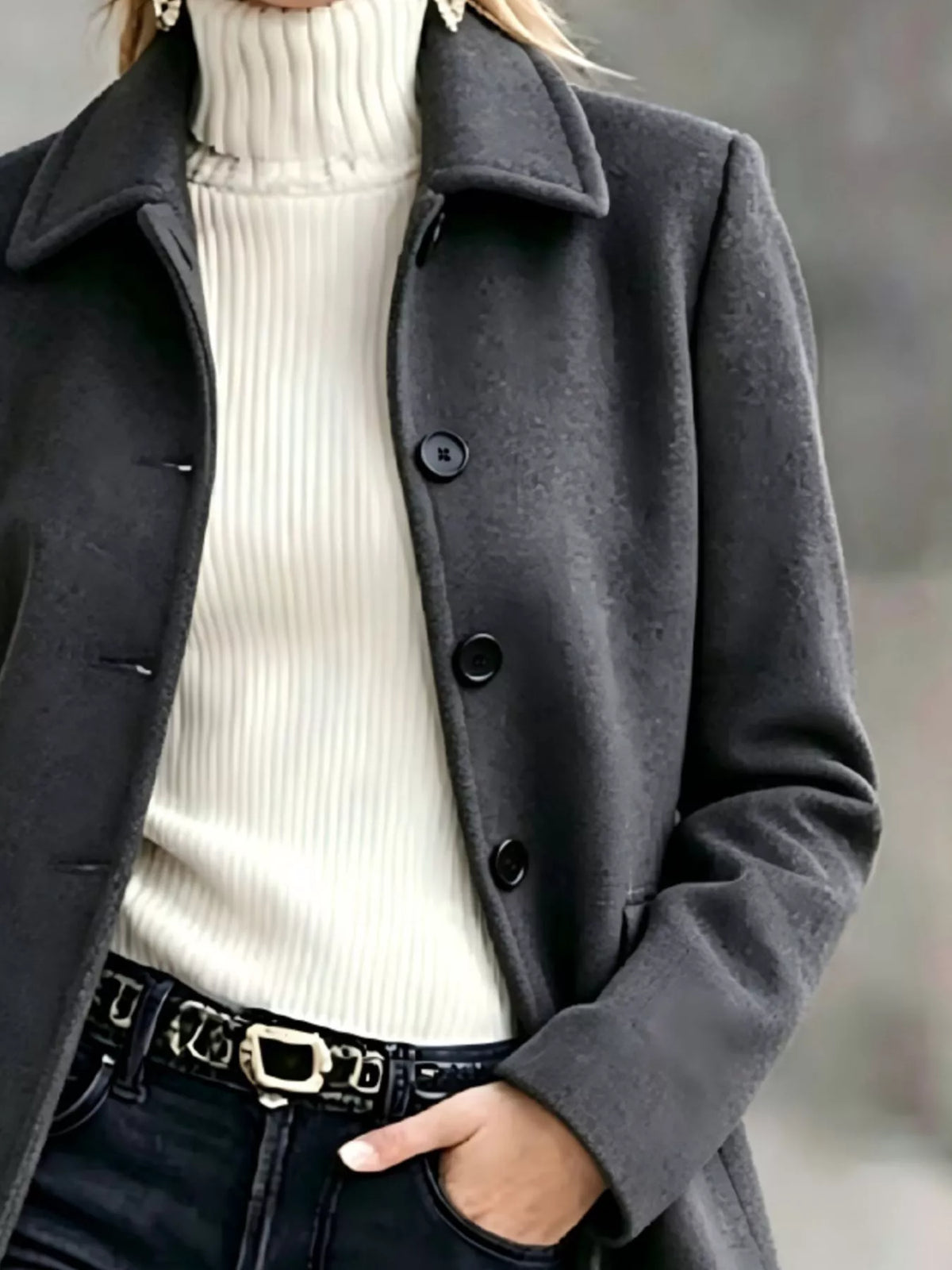 Women's Button-Up Collared Coat – view 12