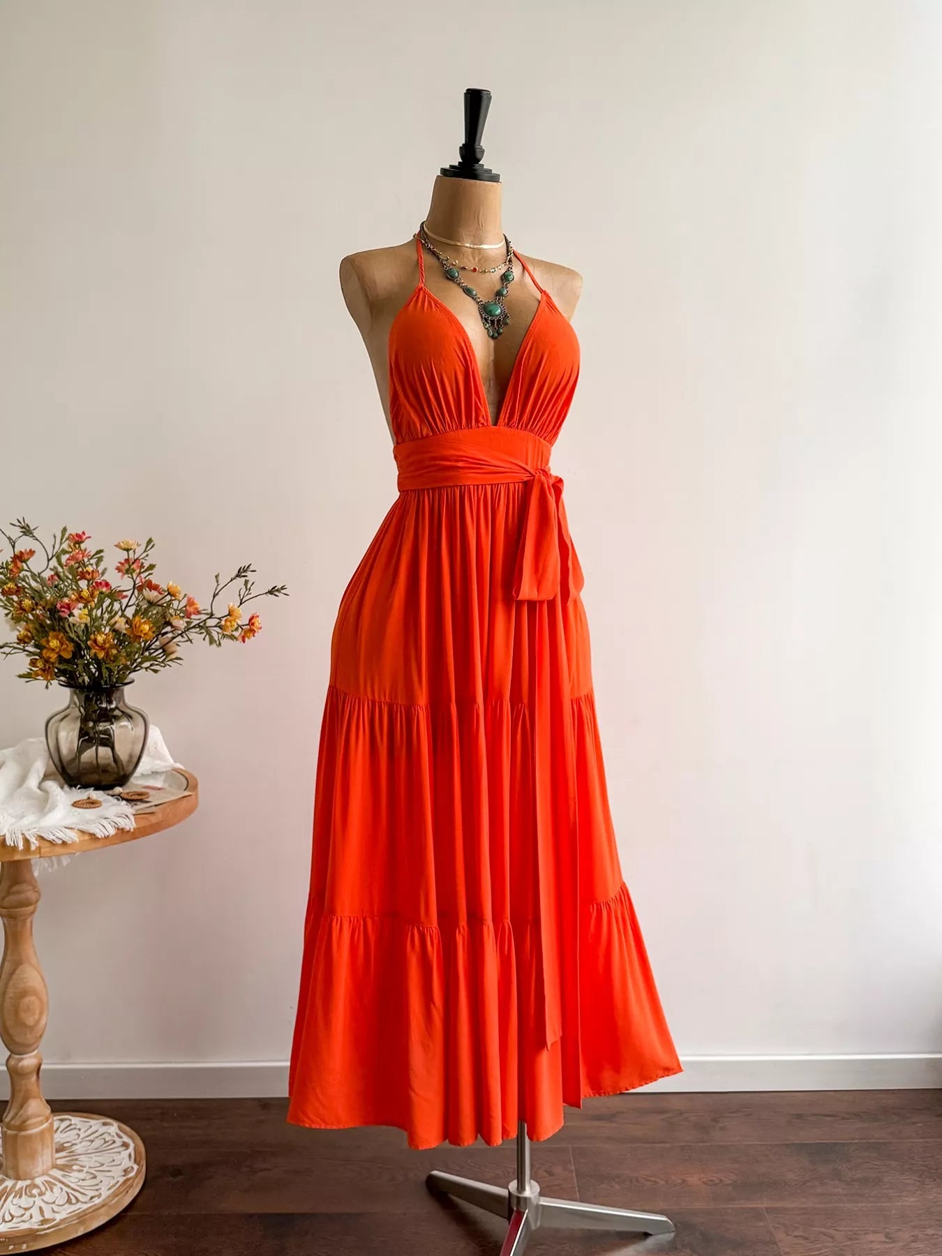 Halter Neck Tiered Dress  Shop One Place