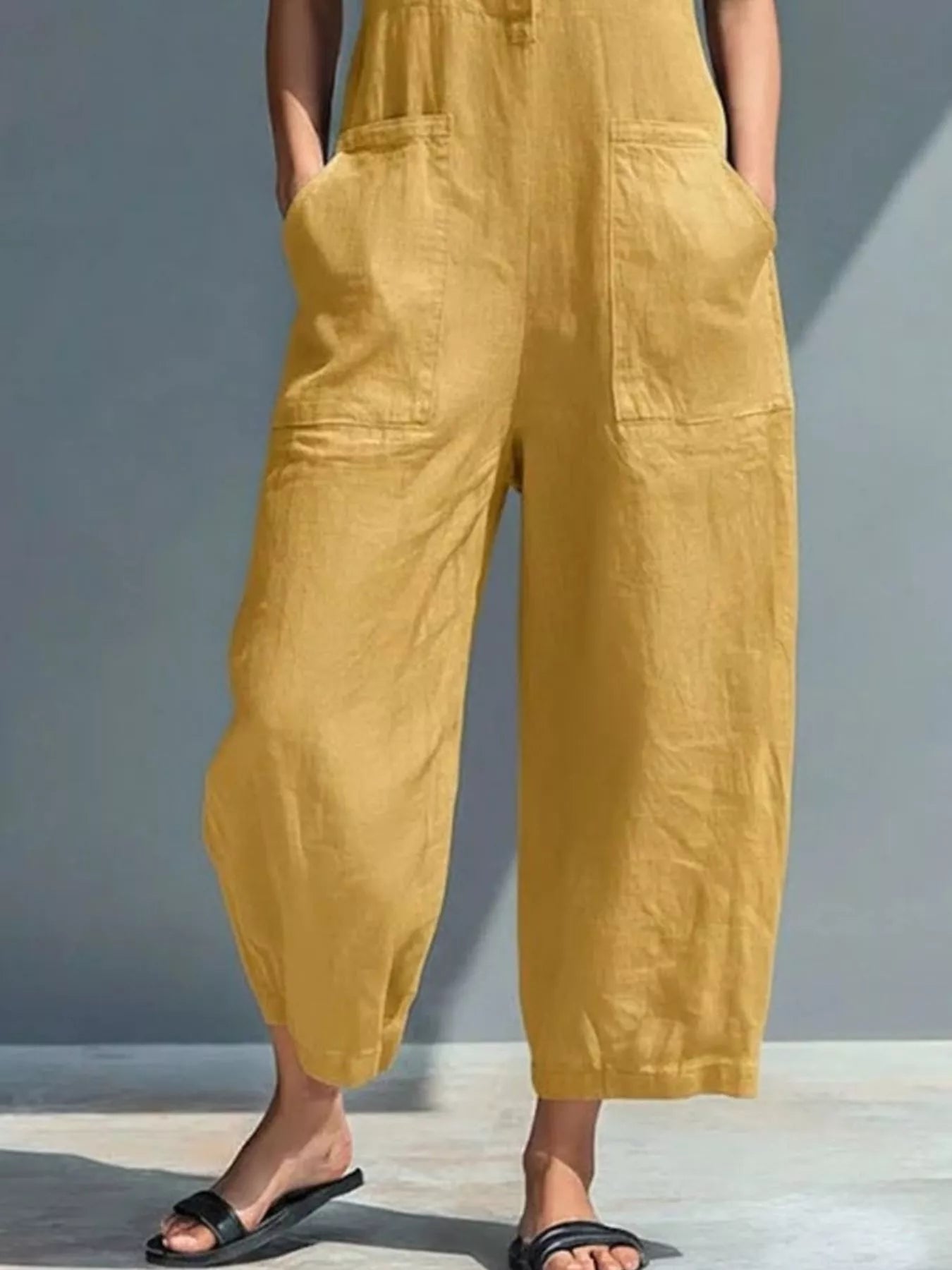 Full Size Button Front Sleeveless Jumpsuit Plus Size  Shop One Place