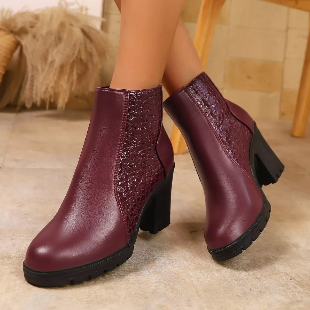 Point Toe Block Heels Boots  Shop One Place