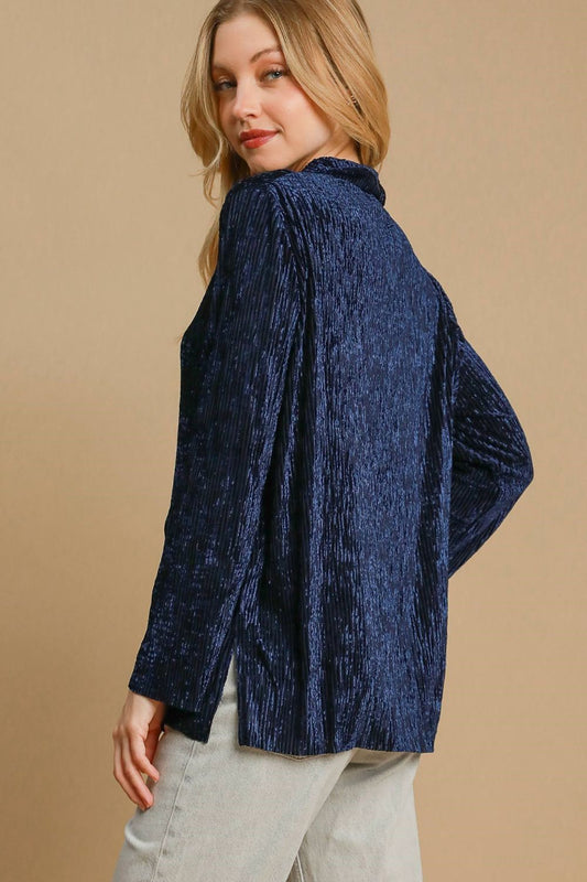 Umgee Side Slit Texture Button Up Shirt  Shop One Place