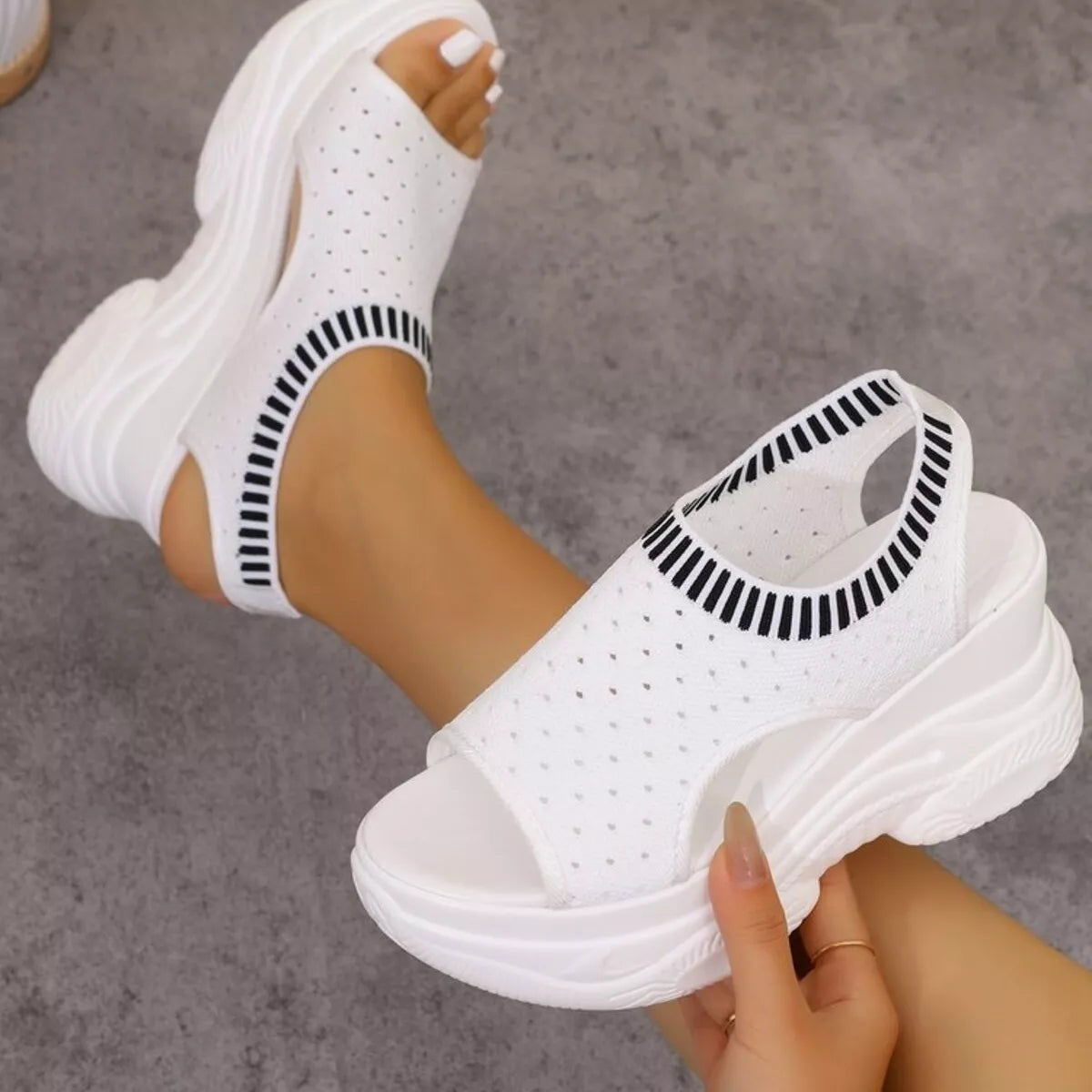 Mesh Platform Wedge Sandals  Shop One Place