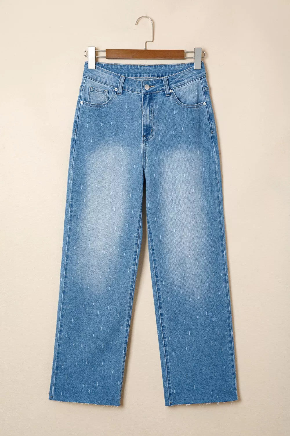 Distressed Detail Tummy Control Raw Hem Jeans  Shop One Place