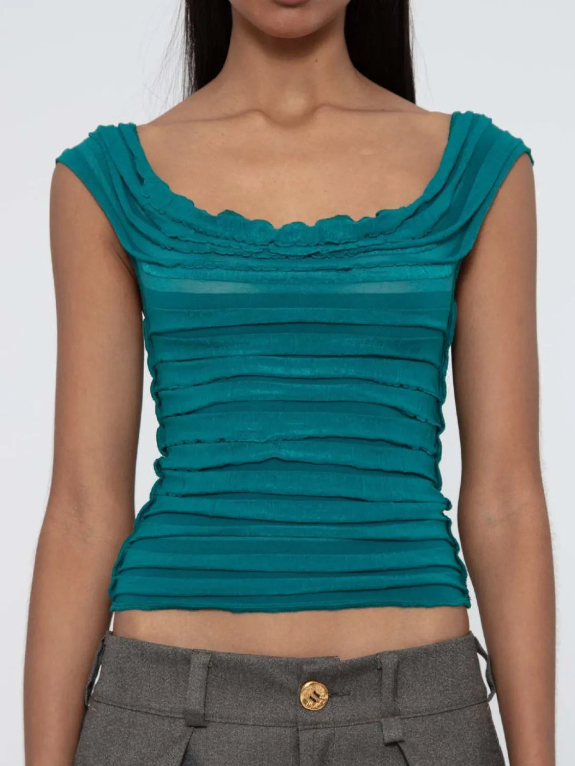 Ruched Solid Tank  Shop One Place