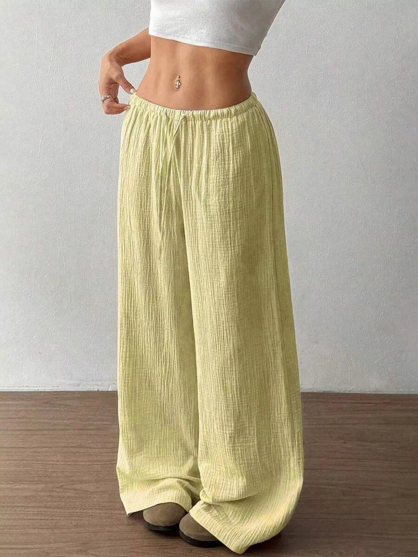 Full Size Drawstring Wide Leg Pants Plus Size  Shop One Place