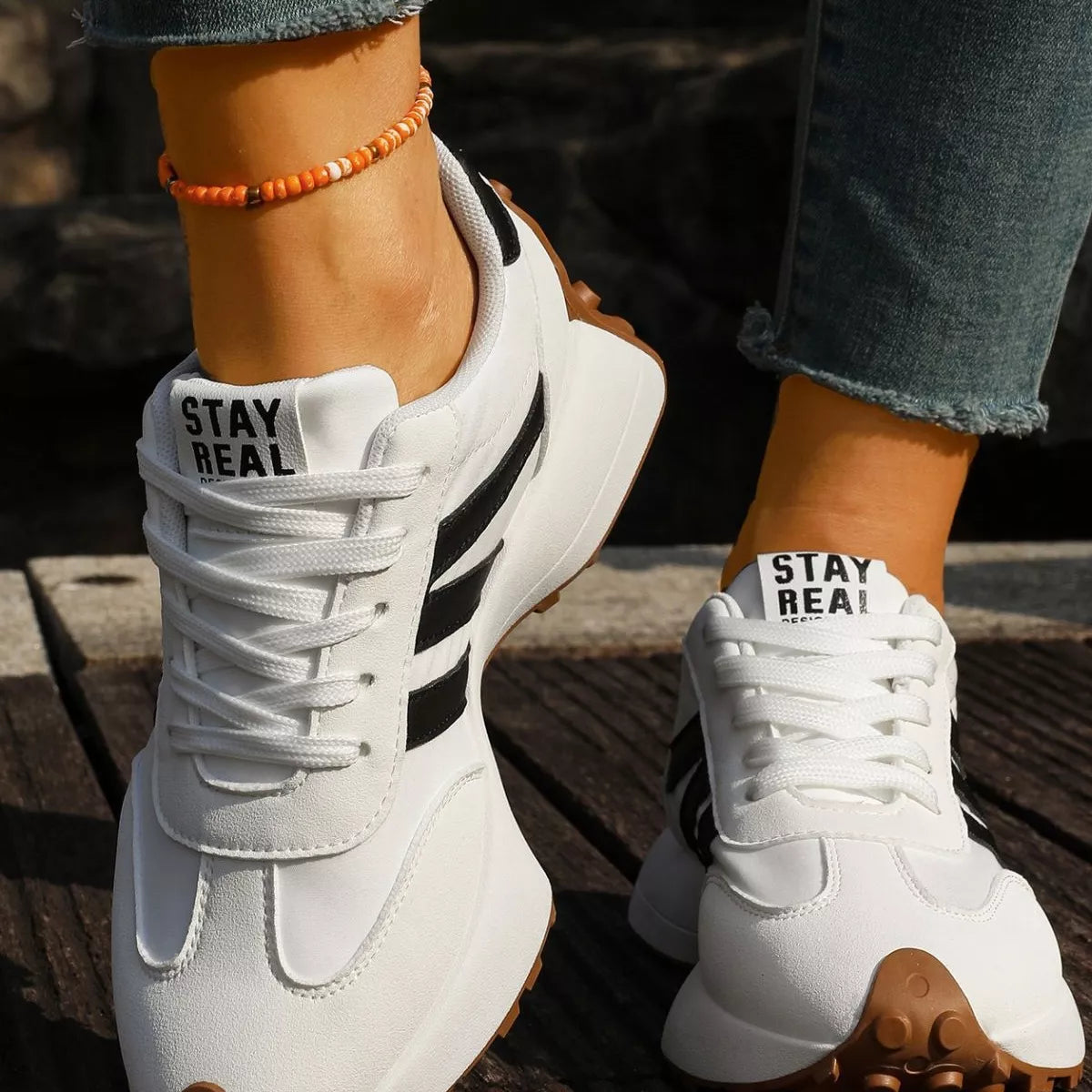 Round Toe Lace Up Sneakers  Shop One Place