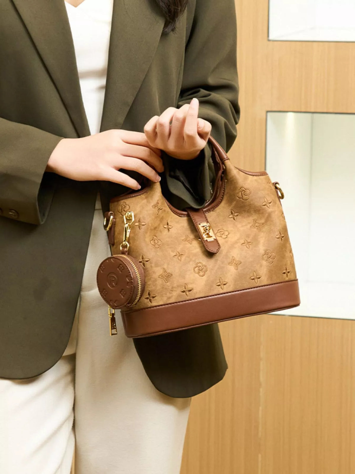 Embossed Crossbody Bag with Detachable Coin Pouch – view 8