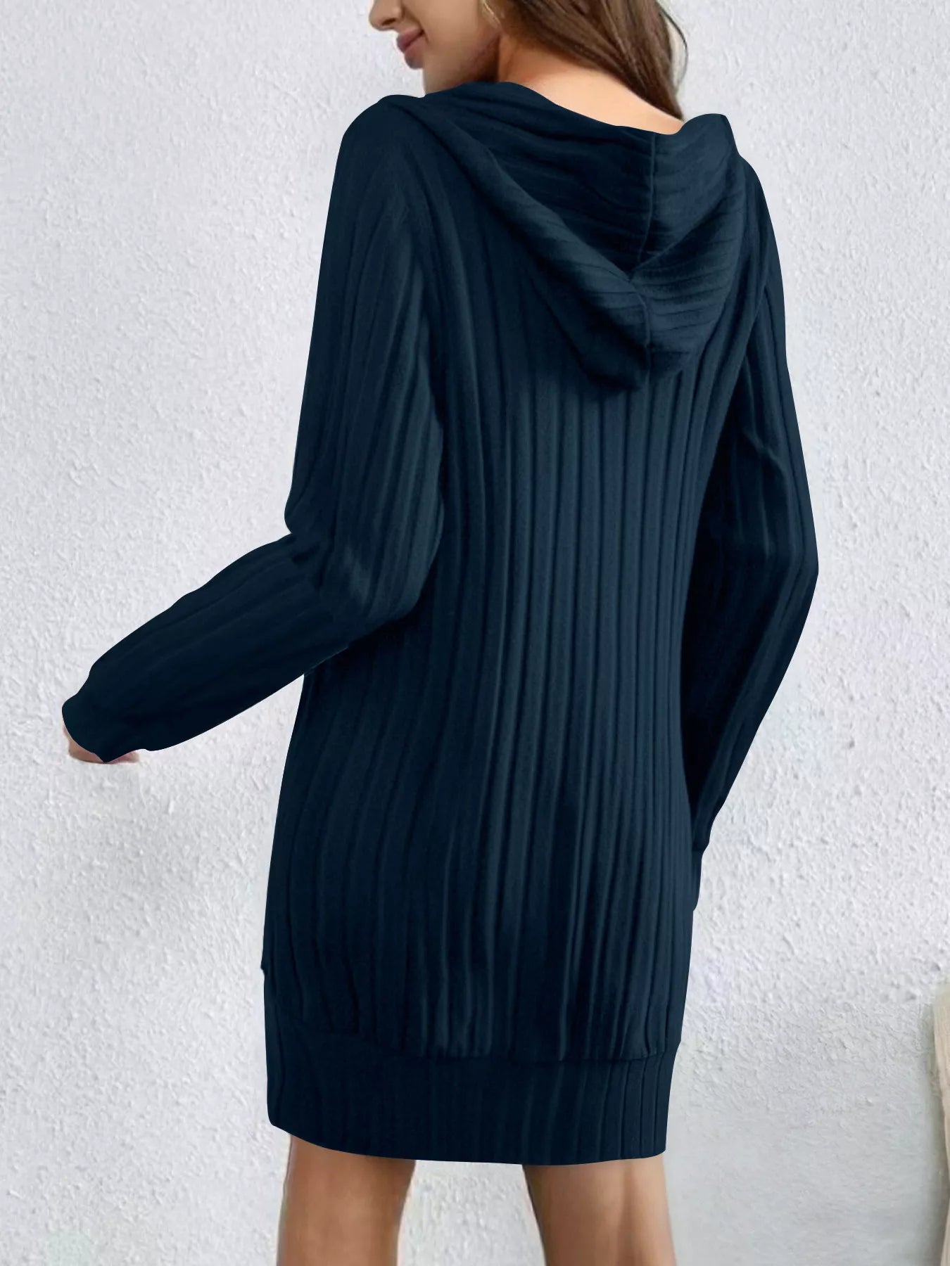 Ribbed Knit Hoodie Dress  Shop One Place