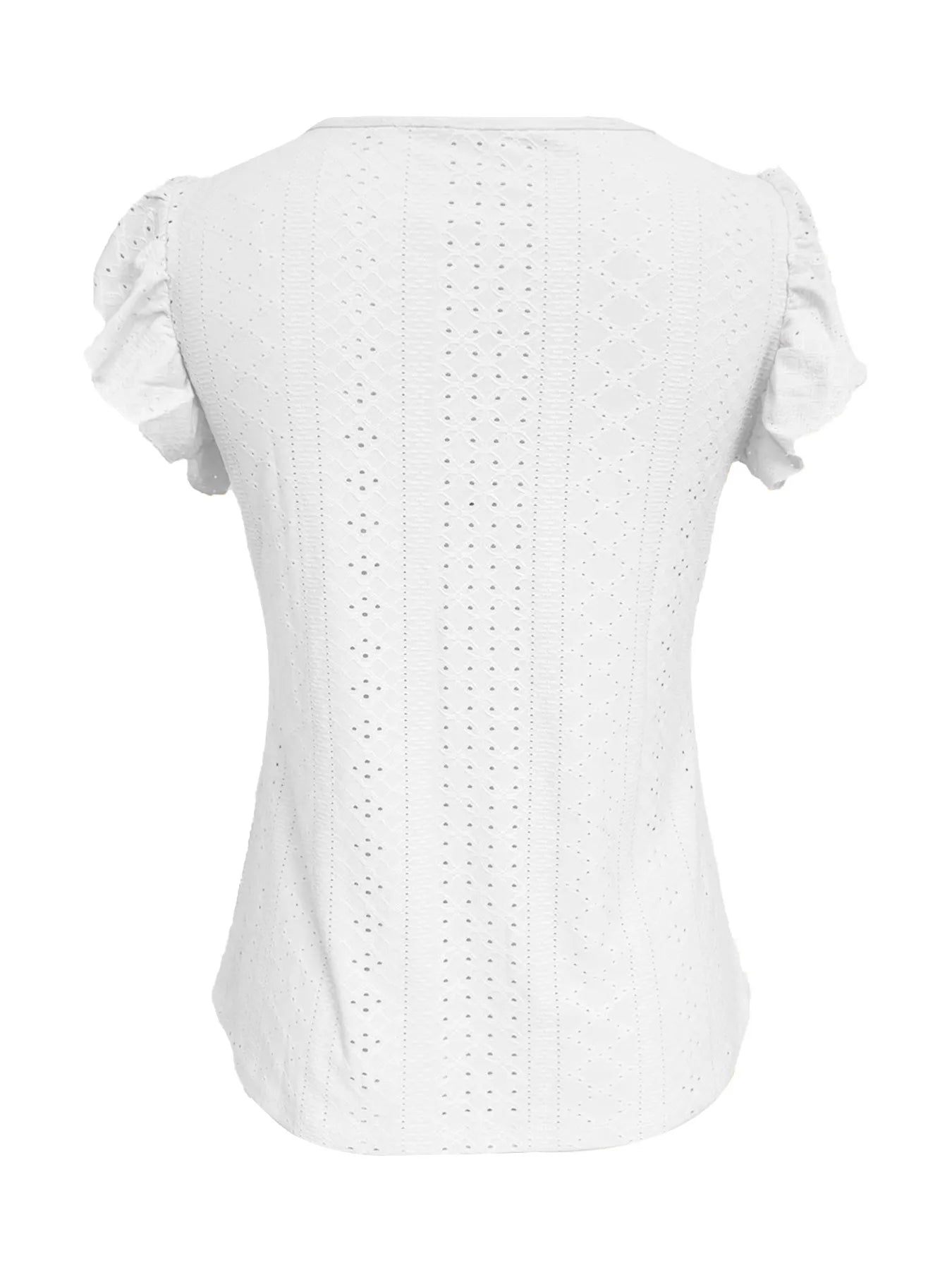 Eyelet Button-Front Flutter Sleeve Top  Shop One Place