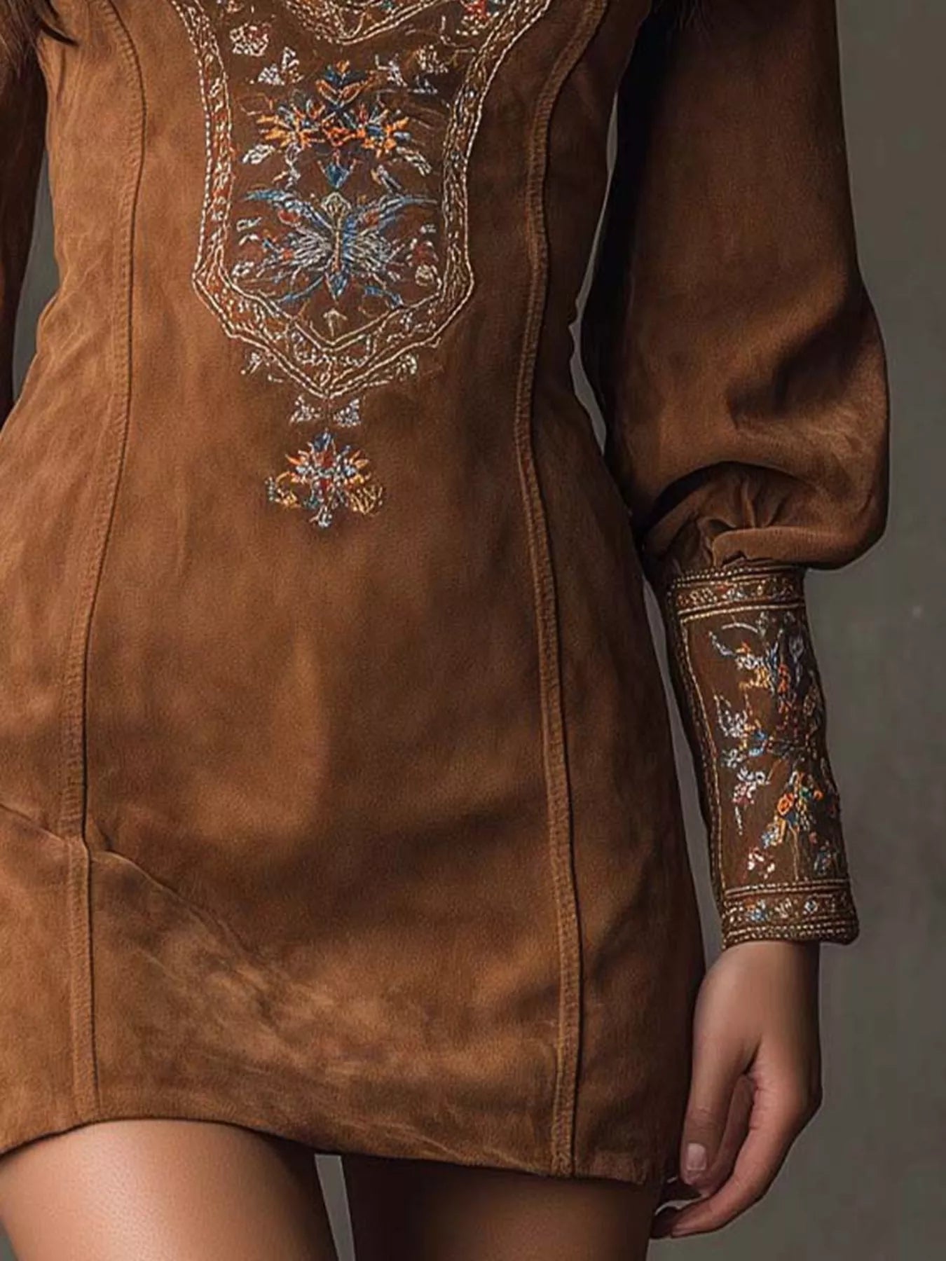 Embroidered Lantern Sleeve Mini Dress  Shop One Place