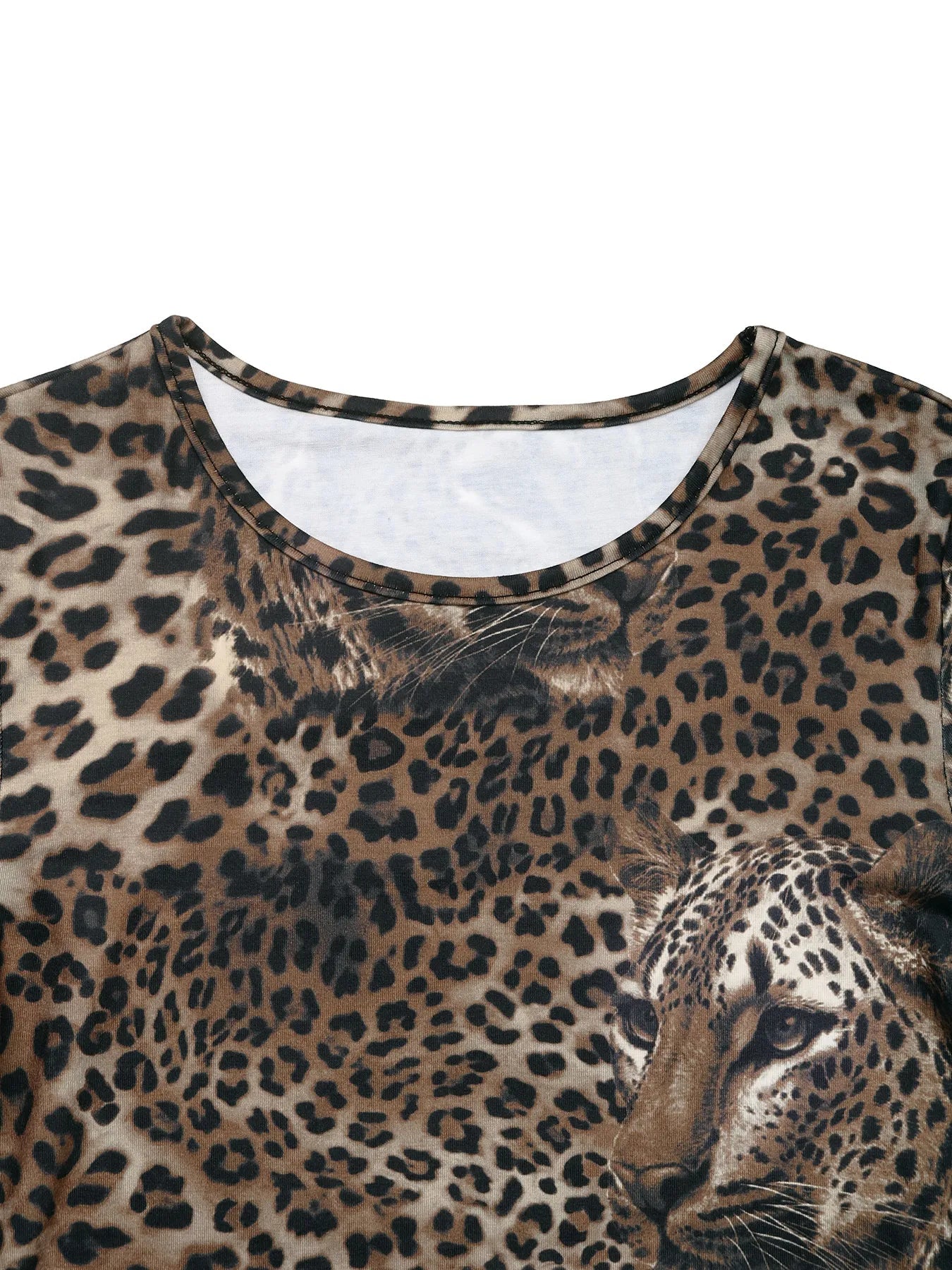 Leopard Print Long Sleeve Fitted T-Shirt  Shop One Place