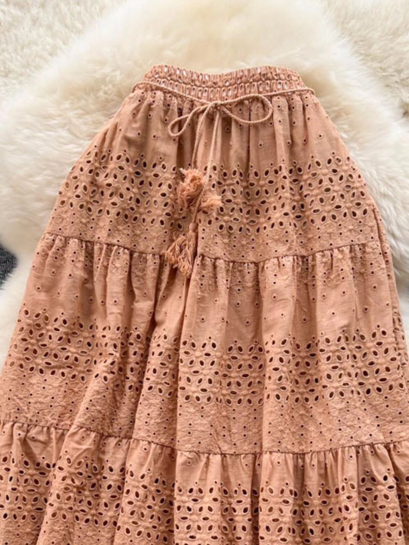 Eyelet Tiered Maxi Skirt  Shop One Place