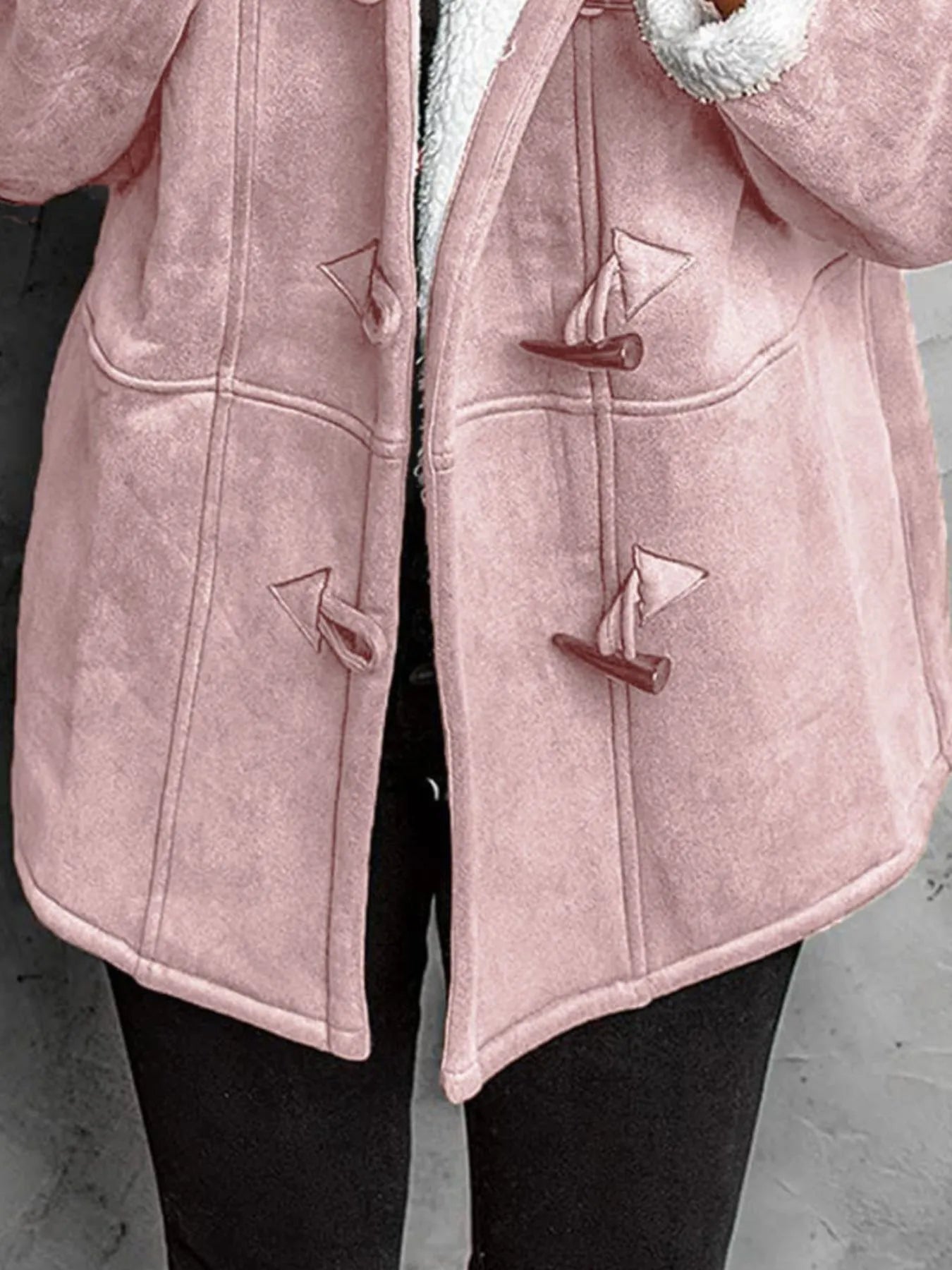 Full Size Cozy Sherpa Lined Toggle Coat with Hood Plus Size  Shop One Place