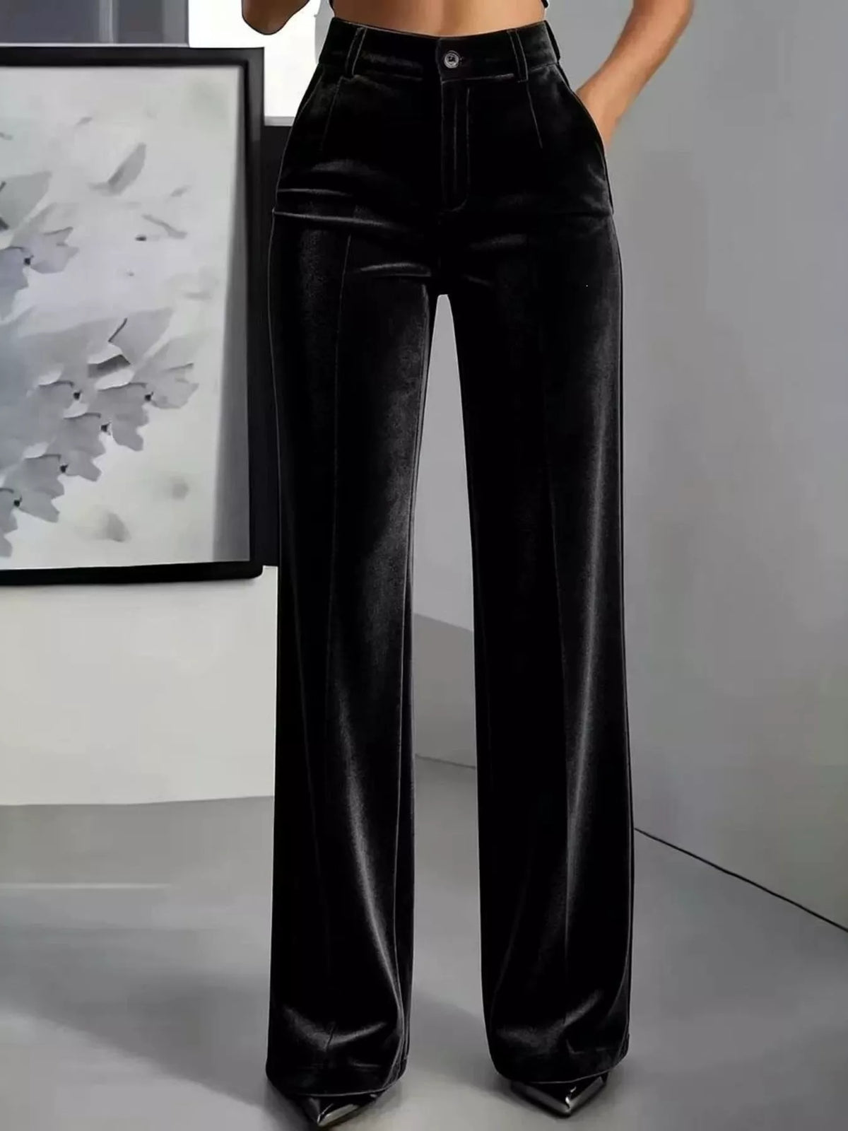 Women's High-Waisted Velvet Pants – view 3