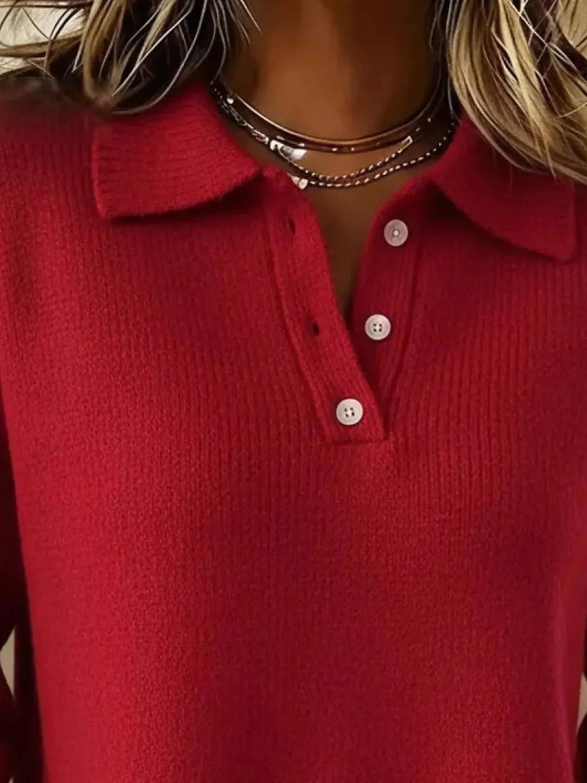 Full Size Button Detail Dropped Shoulder Sweater Plus Size  Shop One Place