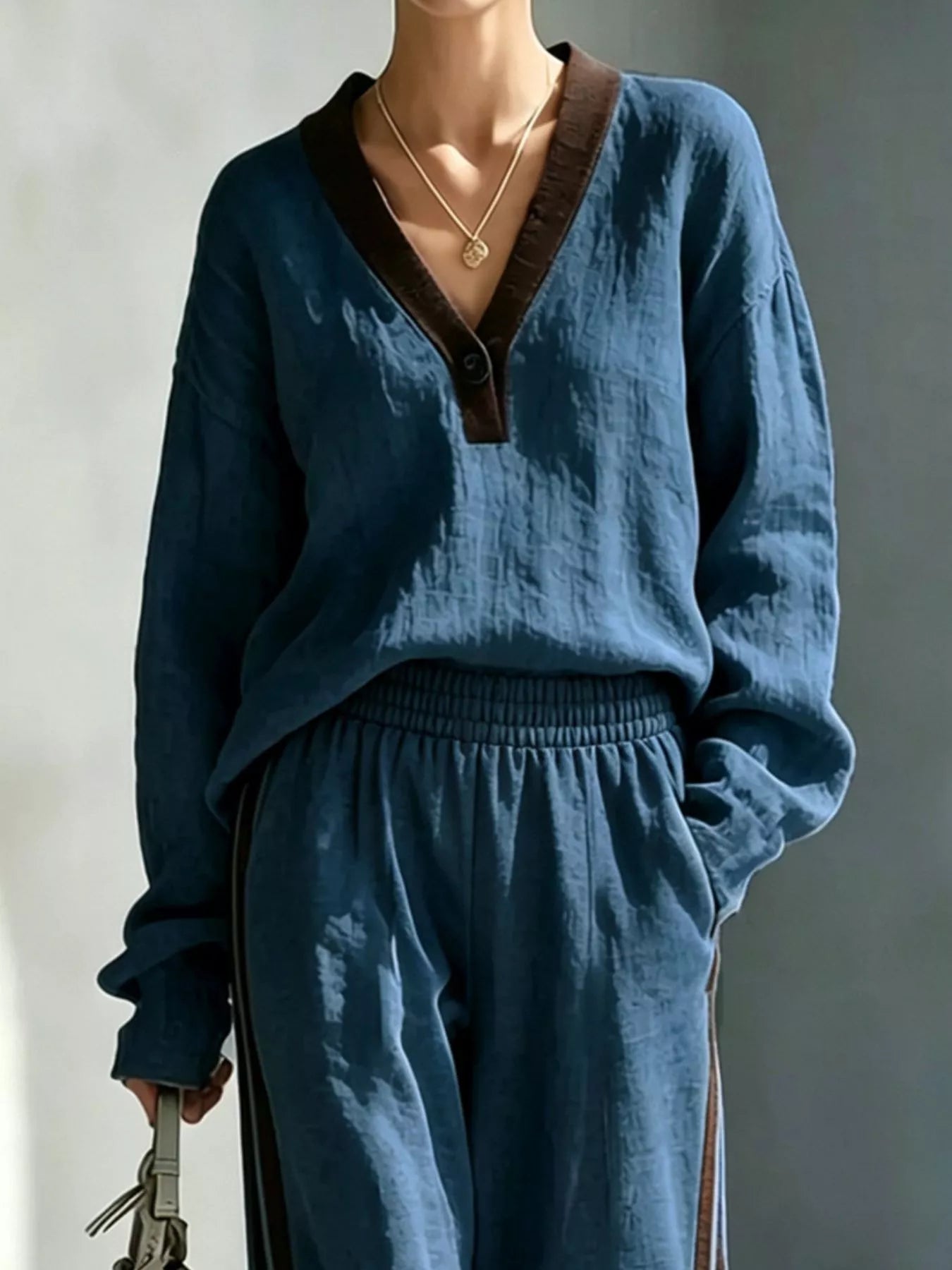 Long Sleeve Top and Side-Striped Joggers Set  Shop One Place