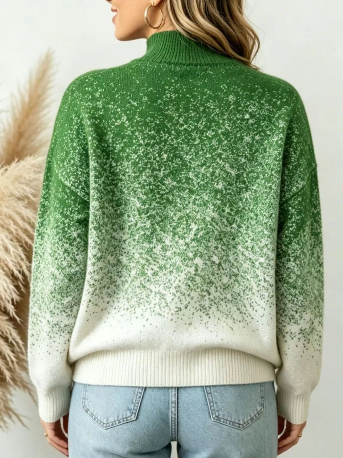Gradient Turtleneck Long Sleeve Sweater in Black, Purple or Green