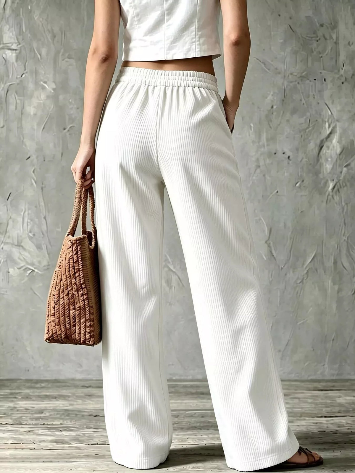 Full Size Wide-Leg Corduroy Pants Plus Size  Shop One Place