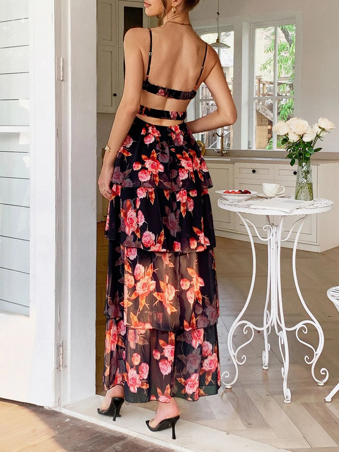 Floral Print Layered Maxi Cami Dress  Shop One Place