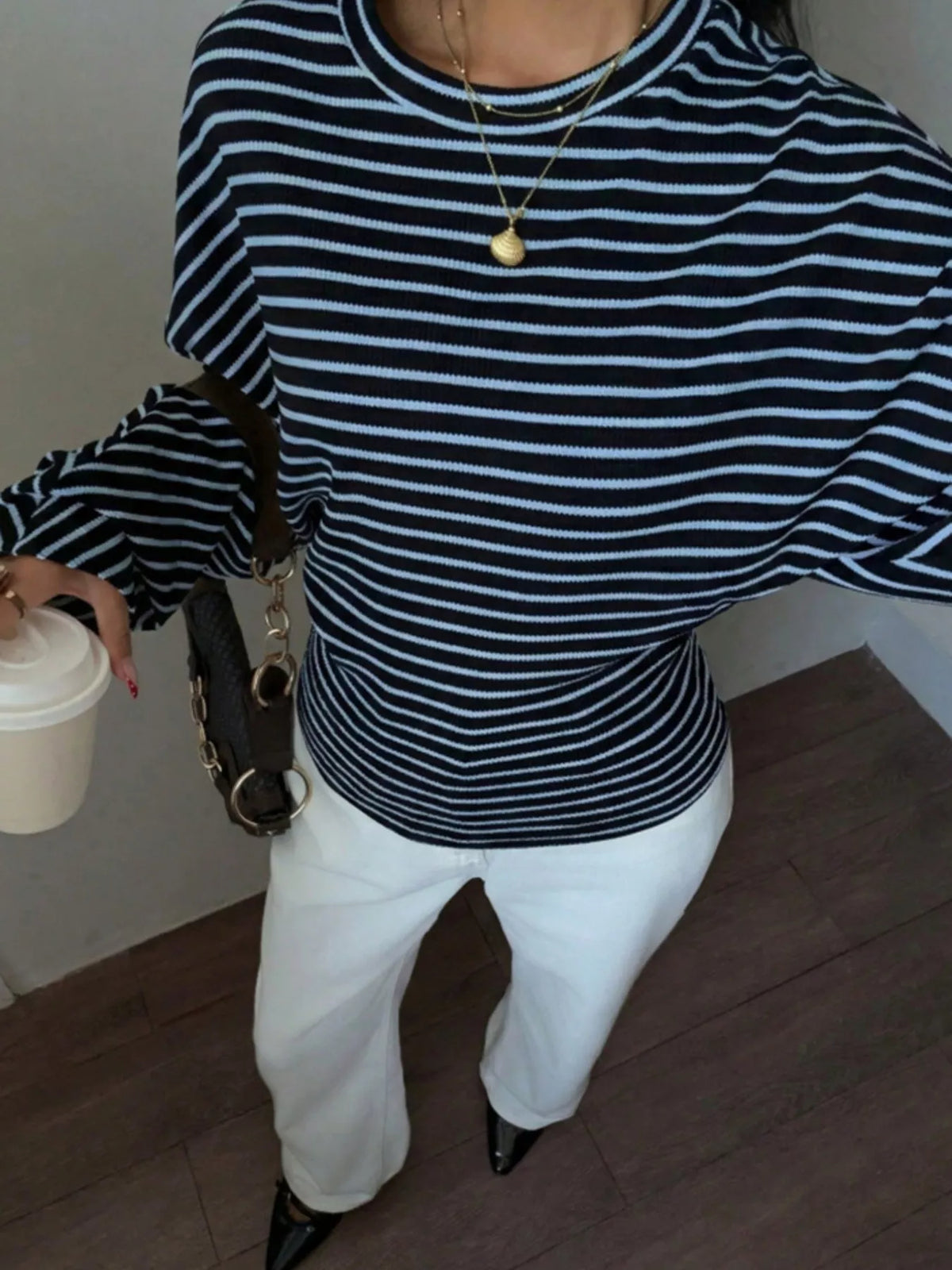 Women's Striped Batwing Sleeve T-Shirt – view 10
