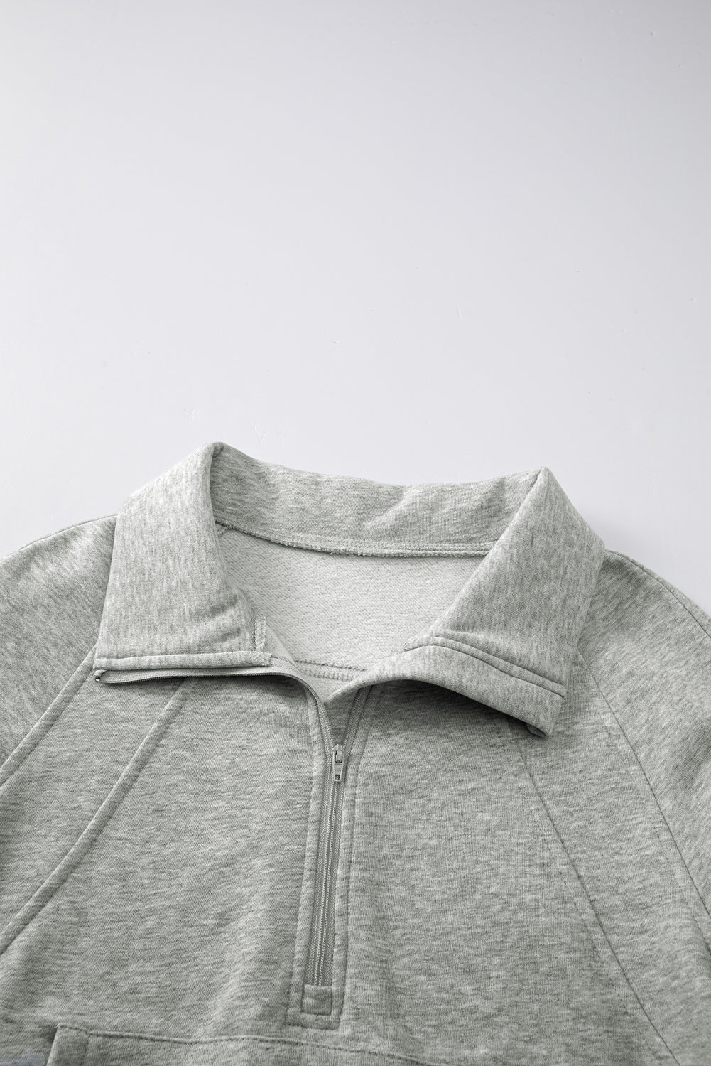 Zip Up Stand Collar Ribbed Thumbhole Sleeve Sweatshirt