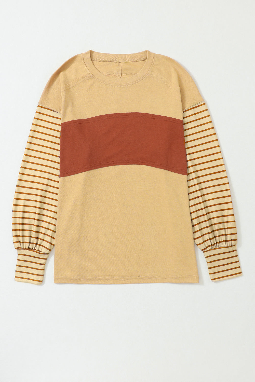 Colorblock Striped Bishop Sleeve Top