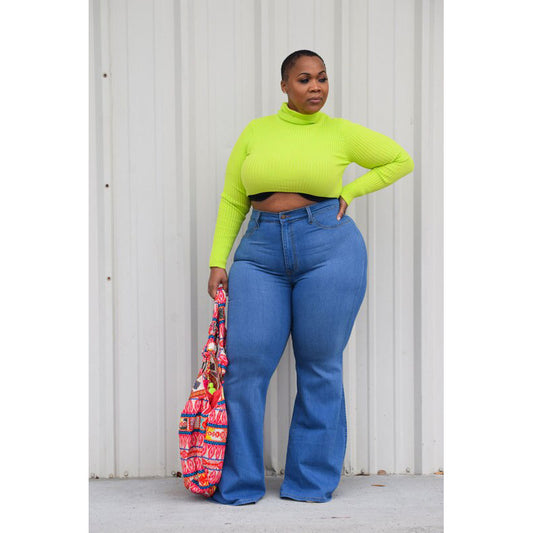 Plus Size Slim Wide Leg Flared Elastic Jeans  Shop One Place