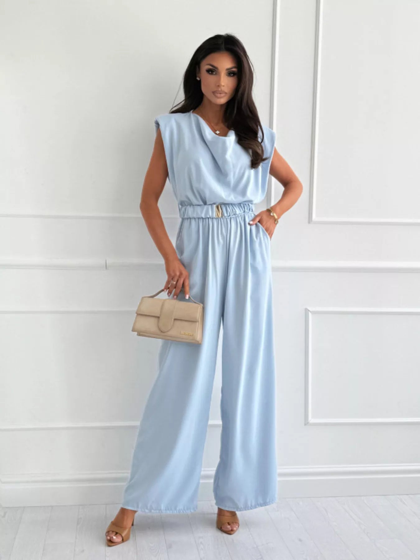 Cowl Neck Wide-Leg Jumpsuit  Shop One Place