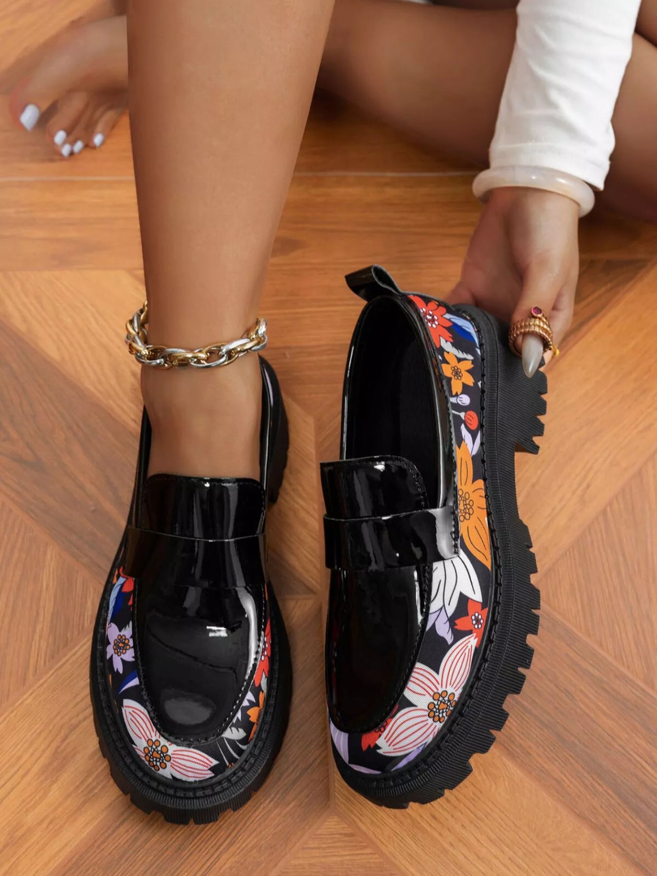 Round Toe Block Heels Loafers  Shop One Place