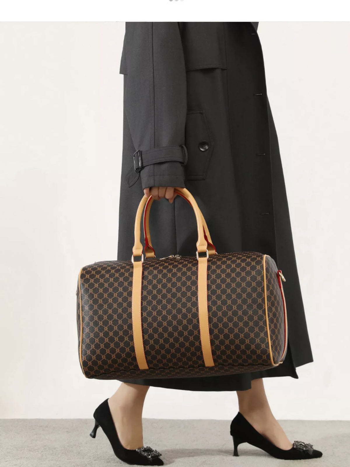 Patterned Vegan Leather Travel Duffle Bag – view 4