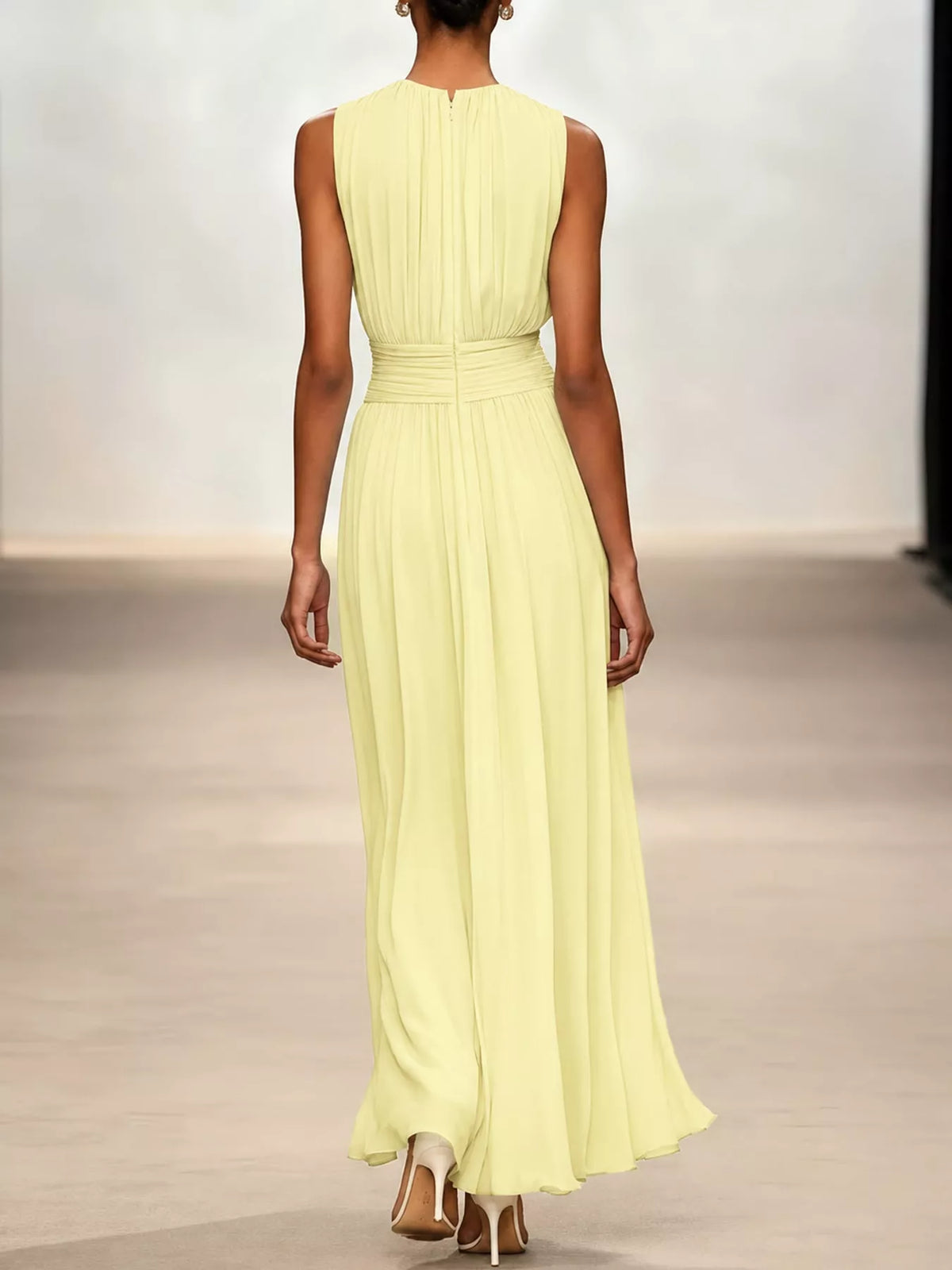 Women's Sleeveless Ruched Chiffon Maxi Dress – view 23