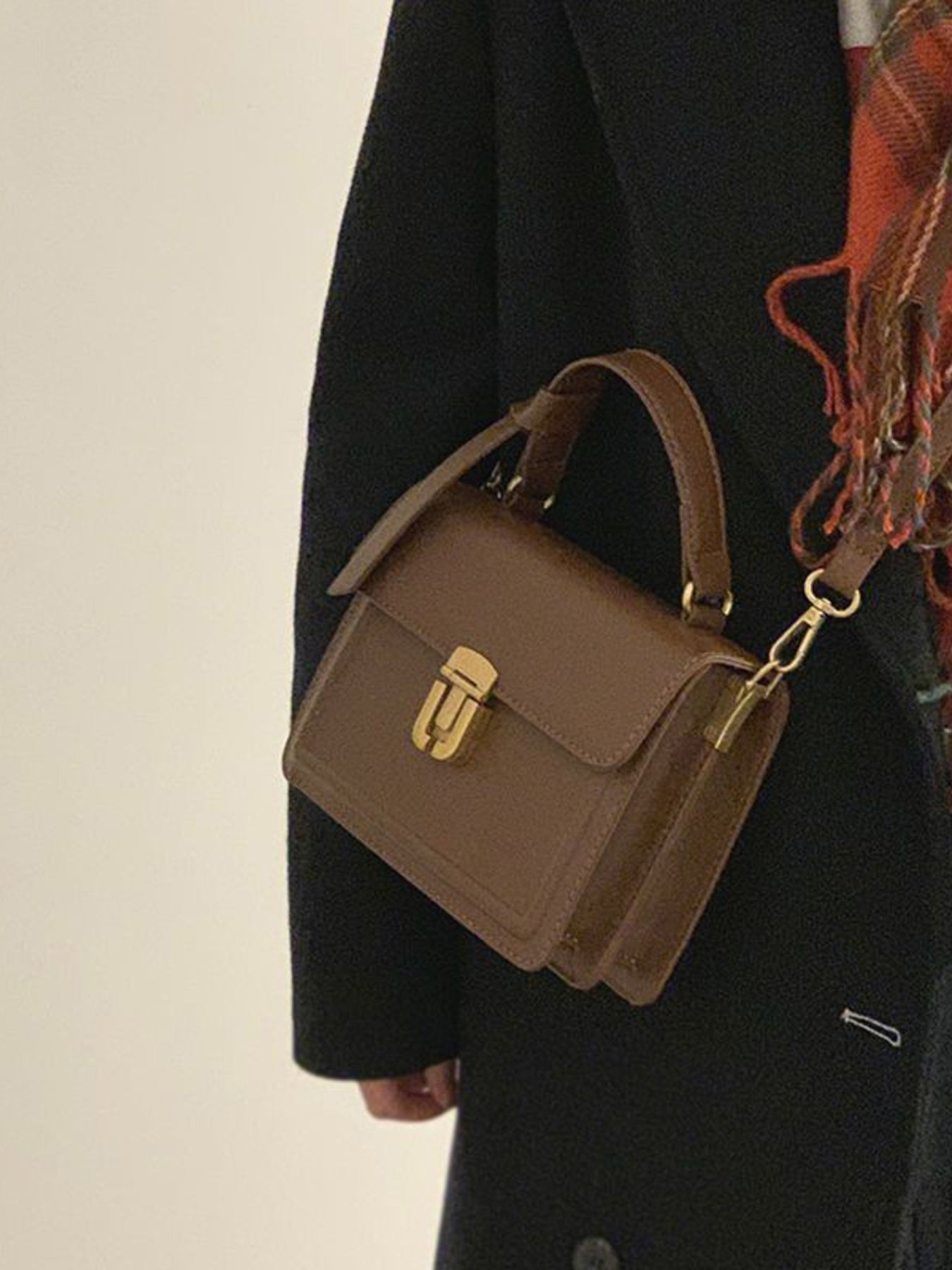 Leather Crossbody Bag with Golden Clasp  Shop One Place